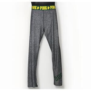 Victoria Secret PINK Heather Gray Green Oregon Ducks Leggings Women Med Gym Yoga
